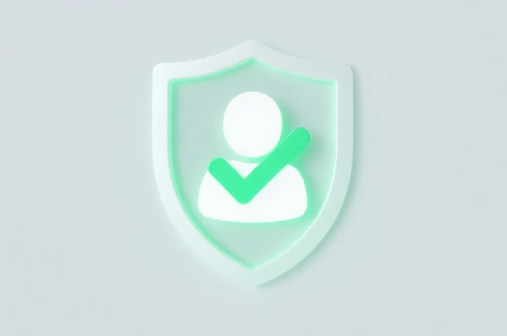 简约的用户轮廓与盾牌标志,带有绿色勾选框,代表安全激活与隐私保护成功